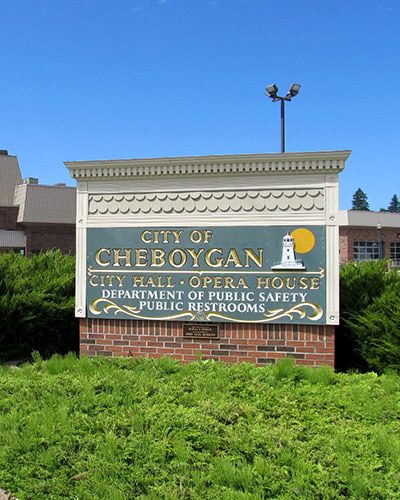 City of Cheboygan sign at City Hall